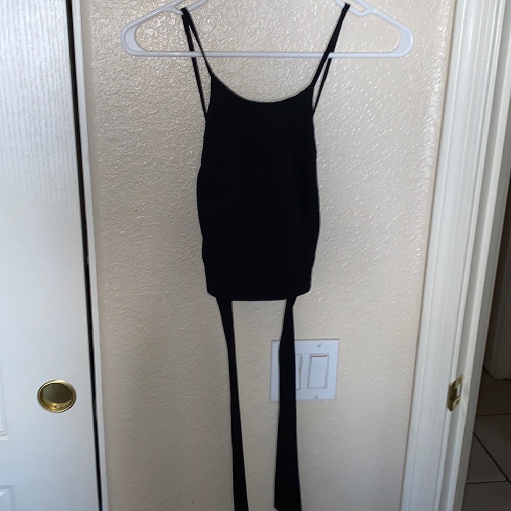 Black crop top with open back